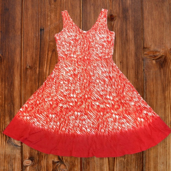 Athleta Animal Print Sleeveless Knit Dress, Size Large - Orange/White - Picture 10 of 12